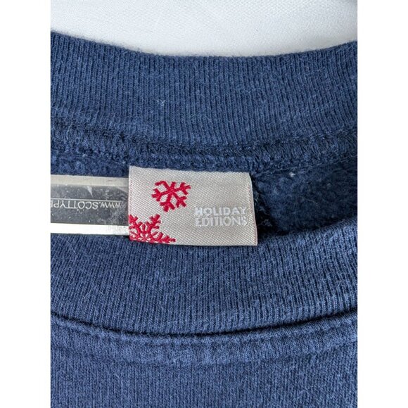 Holiday Editions Womens 2X Navy Blue Snowman Sweatshirt Cotton Blend Long Sleeve - Picture 7 of 10